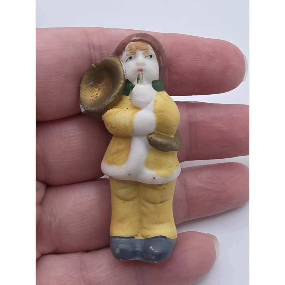 Vintage‎ Bisque Porcelain Christmas Caroler Music Instruments 2" High